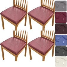 Seat Covers - Waterproof PU Set of 4, Removable Washable Kitchen & Dining Room C