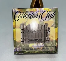 Longaberger Cottage Gate Tie-On Accessory Lapel Pin 2000 Collectors Club New