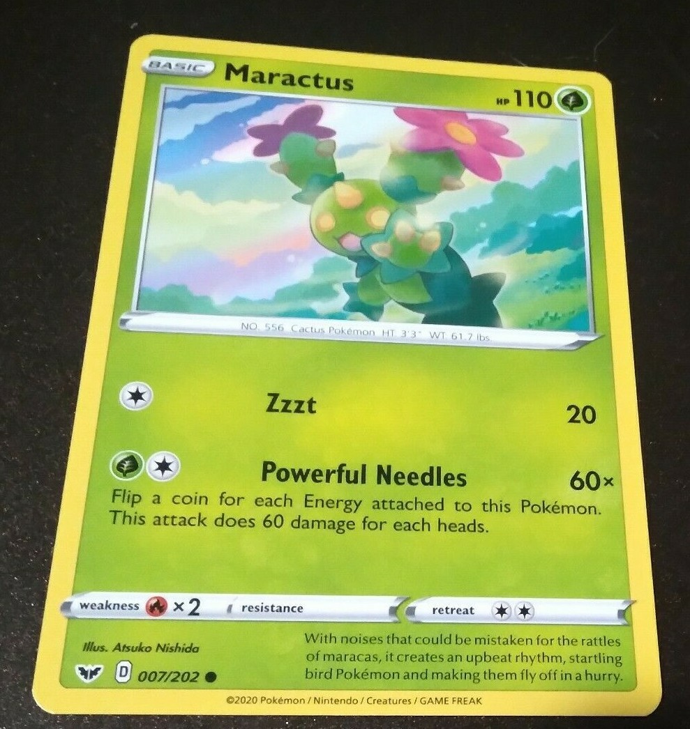 Maractus 7/202 - LP - Sword Shield Base Set Pokemon Card US Seller 20 + years