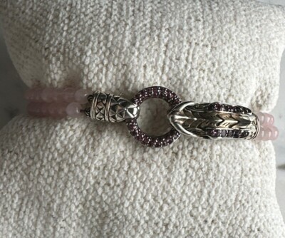 Rare John Hardy Pink Chalcedony Naga Dragon Bracelet, 8''