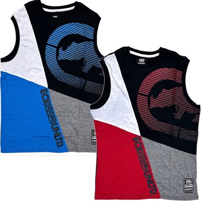 Ecko Unltd Men's Tank Top Gradient Colorblock Panel Stitched Sleeveless T-Shirt