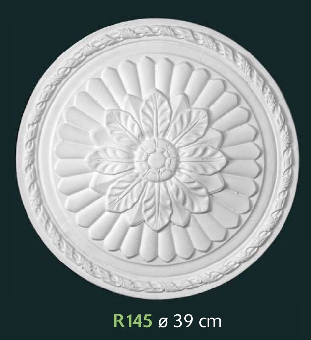 Rosone Decorativo R145 in Gesso 39cm - Finitura Soffitto Luxury