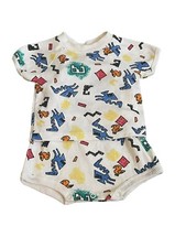 Vtg Oneitas Kids 2 Piece Outfit Romper Shirt 6 Mos Tank Birds White