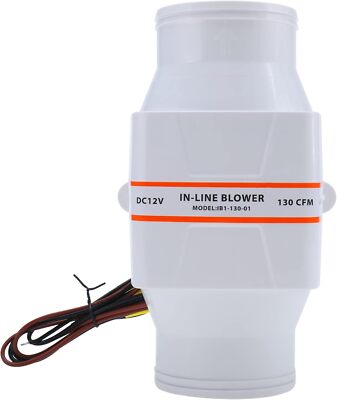 12V 3'' 130 CFM Marine Boat Electric In Line Bilge Air Blower Fan Ventilation