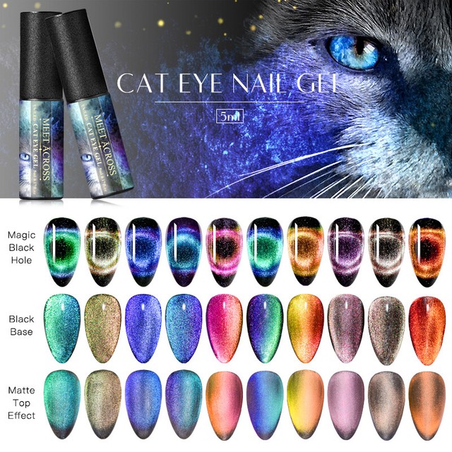 MEET ACROSS 9D Cat Eye Nail Gel Set Chameleon Soak Off UV Gel