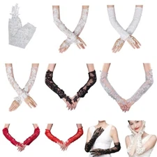 2pcs Flower Lace Fingerless Gloves Dance Parties Oversleeves Wedding Sleeves