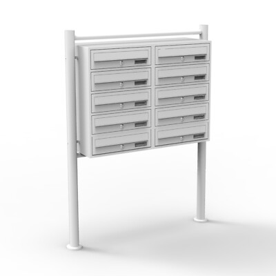 TTSistema con 10 cassette delle lettere 2x5 Bianco Da pavimento Condominio Posta