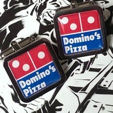 Unique DOMINO'S PIZZA CUFFLINKS chrome FAST FOOD gift DAD novelty DELIVERY