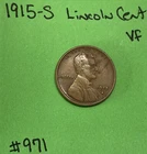 1915 S Lincoln Wheat Cent / Penny 1c VF Very Fine