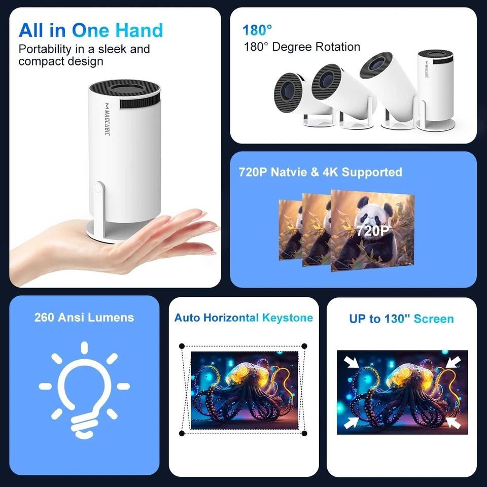 4K Projector Android 11 Portable 5G Wifi Bluetooth HY300 Pro + Remote Theatre AU - Image 2 of 4