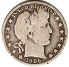 1906 D Barber Half Dollar grades GOOD + ~ FULL RIMS ~ SEE THE SCAN   stk   h1632