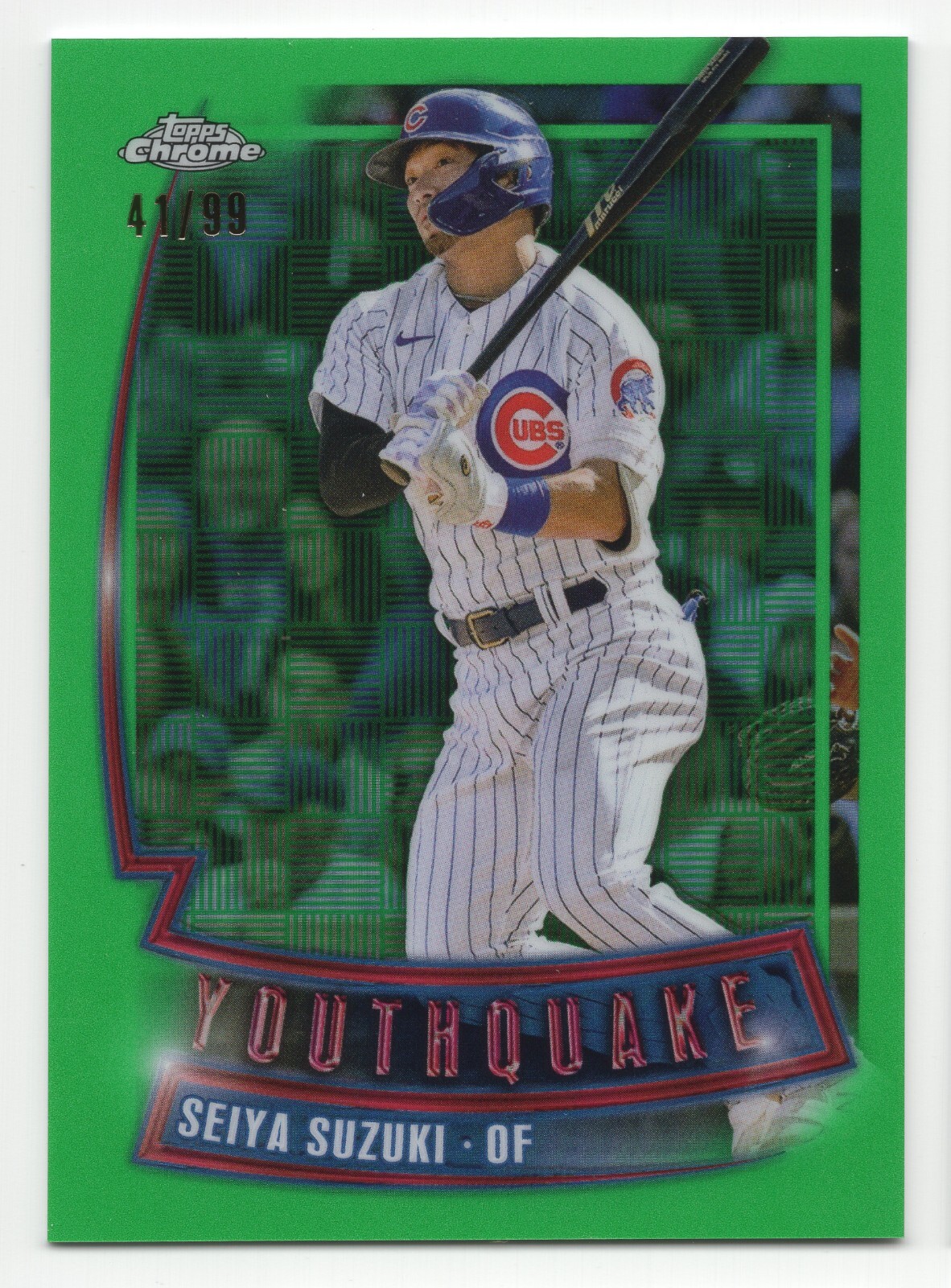 2023 Topps Chrome SEIYA SUZUKI #YQ-4 Youthquake Green Refractor /99-Cubs
