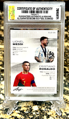 LIONEL MESSI & CRISTIANO RONALDO 2022 LEAF LEGENDS GRADED GEM-MT