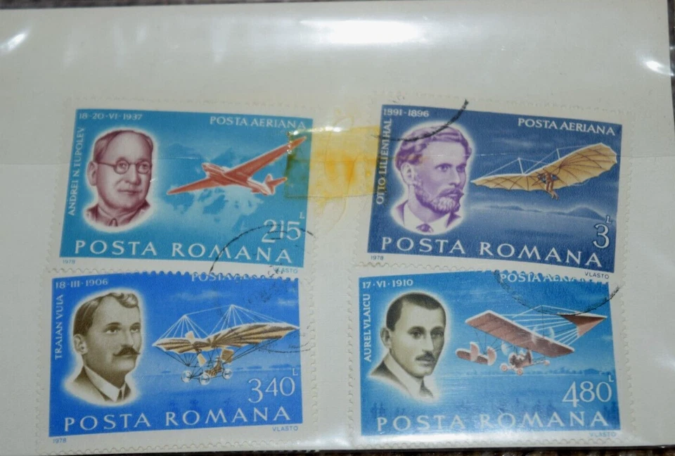 VTG, ROMANIA Cpl. Set (7) "WILBUR & ORVILE WRIGHT et al," Lightly Canceled, 1978 - Image 3 of 3