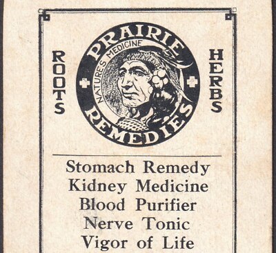 Indian Herb Prairie Medicine Cleveland OH Blood Tonic Scout Liniment Remedy Card