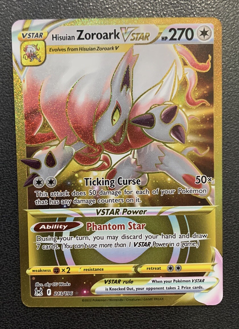 Pokmon Card Hisuian Zoroark VSTAR Gold 213/196 Lost Origin - Near Mint