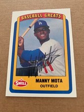 Manny Mota Signed 1990 Swell Baseball Greats #26 Los Angeles Dodgers Star MLB.