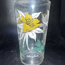 1950's Boscul Peanut Butter 5" Glass - White Columbine