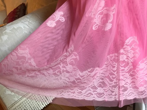 $280 NWT BCBG MaxAzria 50s Strapless Pink Dress Party Sz 10 M Lace Mesh Ruche - Picture 8 of 12