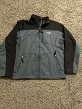 The North Face Jacket Boys L 14/16 Blue Black Softshell Full Zip Fleece Outdoor