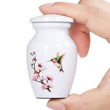 ICOKEE Hummingbird Small Urn for Human Ashes or Pet 1 Keepsake Urn, White
