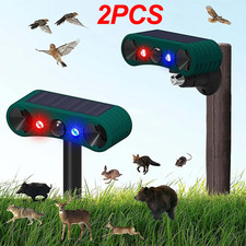 2PCS Solar Outdoor Wireless Motion Sensor Alarm 2 130db Loud Noise Maker 4 Modes