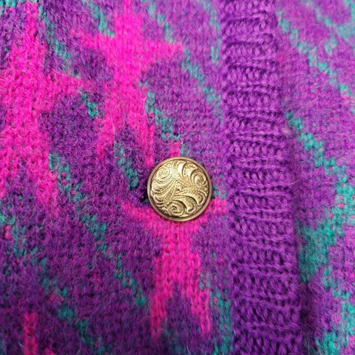 Vintage The Very Little Thing Cardgan Pullover Damen M gekochte Wolle lila rosa - Bild 5 von 11