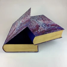 Lot Of 2 Faux Decorative Book Storage Abstract Purple Artwork 13.5” x 11”