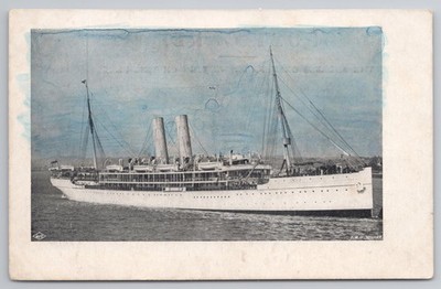 White Star Line Schiff vor Anker RP Postkarte von J.B. Stuart um 1910