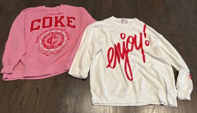 Lot (2) Coca Cola Coke Oversized Sweatshirts (Adult small and Adult Large) EUC