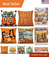 Elegant Fall Pillow Covers Set of 4 - Double-Sided  Machine Washable 20" x 20"