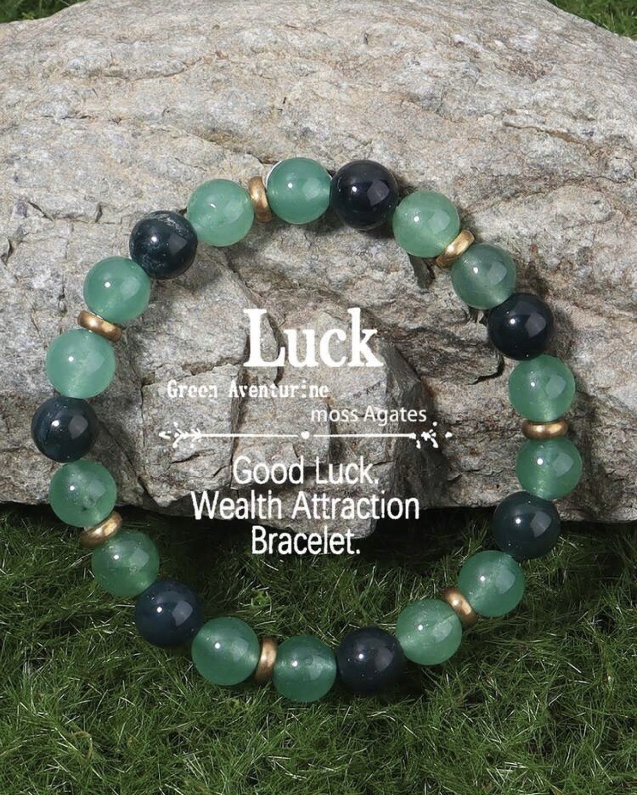 Bracelet aventurine verte et agate mousse pour favoriser la sérénité au quotidien
