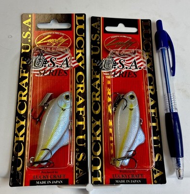 Lot Of 2 Lucky Craft LV-100 S, Lipless Cb s, Chartreuse Shad, 2.5  Long, 7/16oz