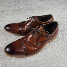 STACY ADAMS Dickinson Cognac Brown Leather Oxford Lace Dress Shoes Men Size 12 M