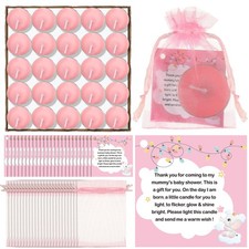 50 Sets Baby Shower Candle Favors for Guests 50 Pcs Tea Light Candles 50 Than...