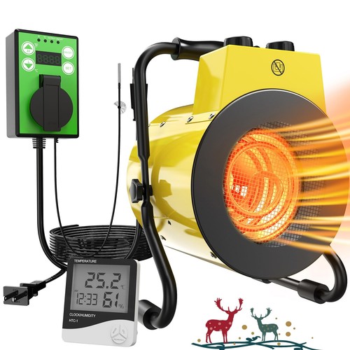 Greenhouse Heater with Adjustable Thermostatic - Outdoor Space Heating Fan fo...