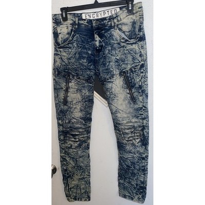 Encrypted Jeans Men's Size 35x32 Blue Acid Wash Grunge Hip Hop The Collection