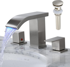 Bathroom Faucets 3 Hole Widespread Brushed Nickel Bathroom Sink Faucet 8 Inch LE