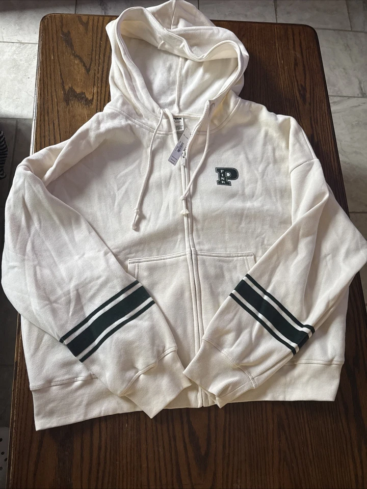 Victoria's Secret ROSA Hiedra Polar Campus Cremallera Completa Sudadera con Capucha Para Mujer Talla XL NUEVO CON ETIQUETAS Foto 4 de 4