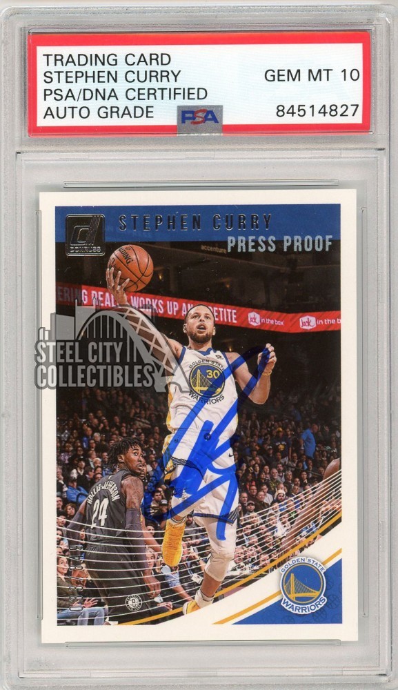 Stephen Curry 2018-19 Donruss Press Proof Autograph Card #2 33/349 PSA/DNA 10