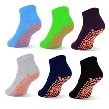 Boys Grip Socks 6 Pairs 6-9 Years 01 Black grey navy blue green dark Purple