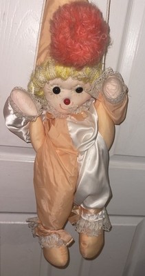Celia Puppe Clown - rosa & weiß Handarbeit in England groß 28 Zoll auf Schaukel