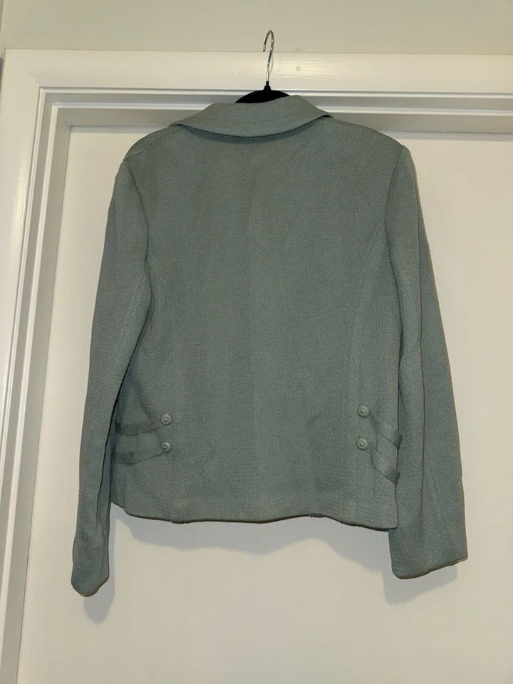 Chaqueta Suéter St. John Collection By Marie Verde Mujer 10 Santana Tejido Cremallera Completa Foto 4 de 4