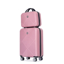 2PCs Carry-On Luggage Set Pink Hardside Suitcases w/ Spinner Wheels, Lightweight