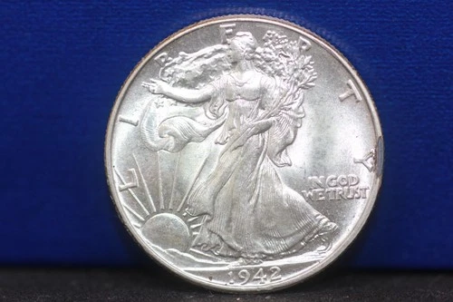 1942 50c Walking Liberty Half Dollar Gem BU! 90% Silver "Heavy Mint Luster"
