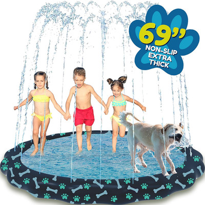 SplashEZ Non Slip Splash Pad for Kids & Dogs, 69   Extra Large Splash Pad Sprink