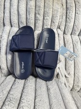 Cat Jack Unisex Kids Navy Slide Sandals Size 6 Hook Loop Flat Heel Summer