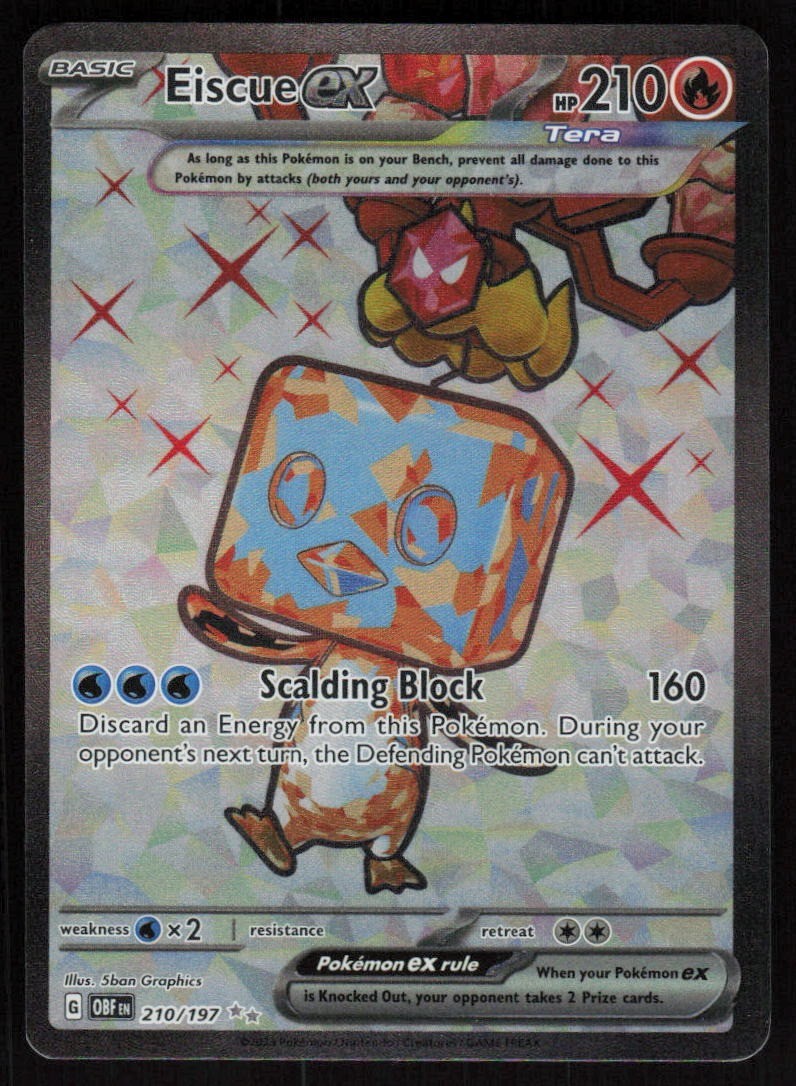 Eiscue ex 210/197 Holo Obsidian Flames Pokemon TCG Damaged