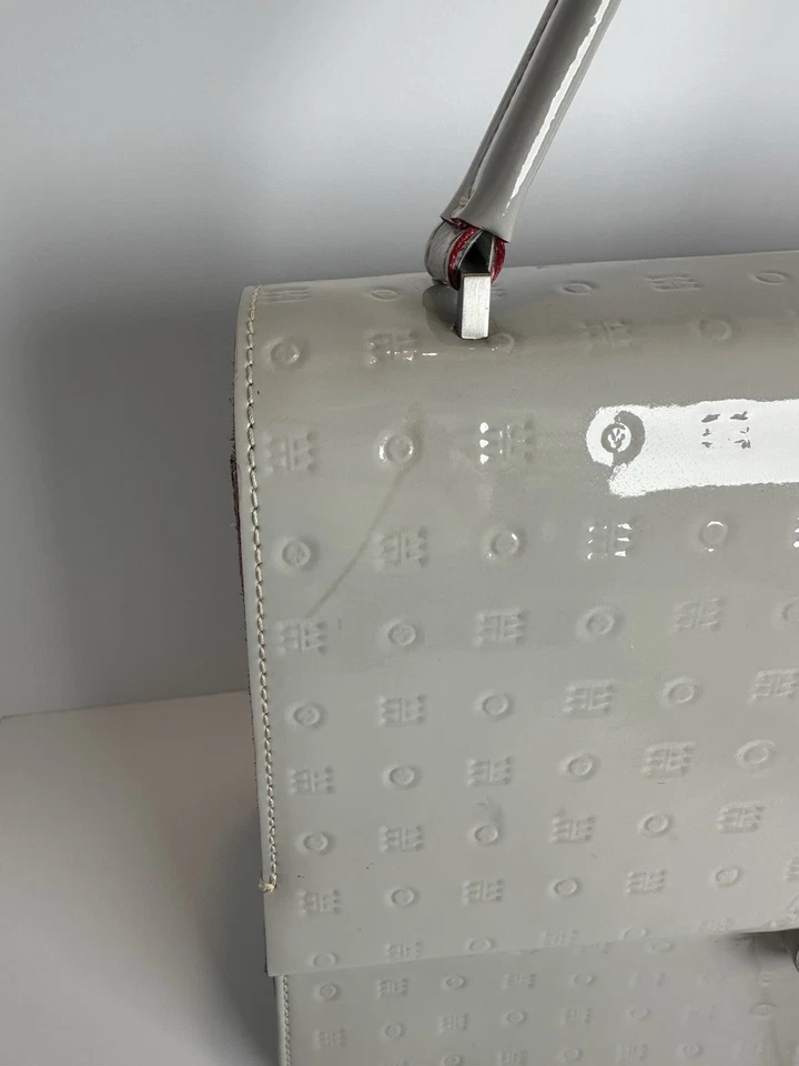 Arcadia Light Grey Patent Leather Handbag - Made In Italy - See Photos! - Image 2 of 4