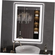  24"X32" LED 24"L x 32"W Led Bathroom Mirror Black Framed(3 Light Modes)